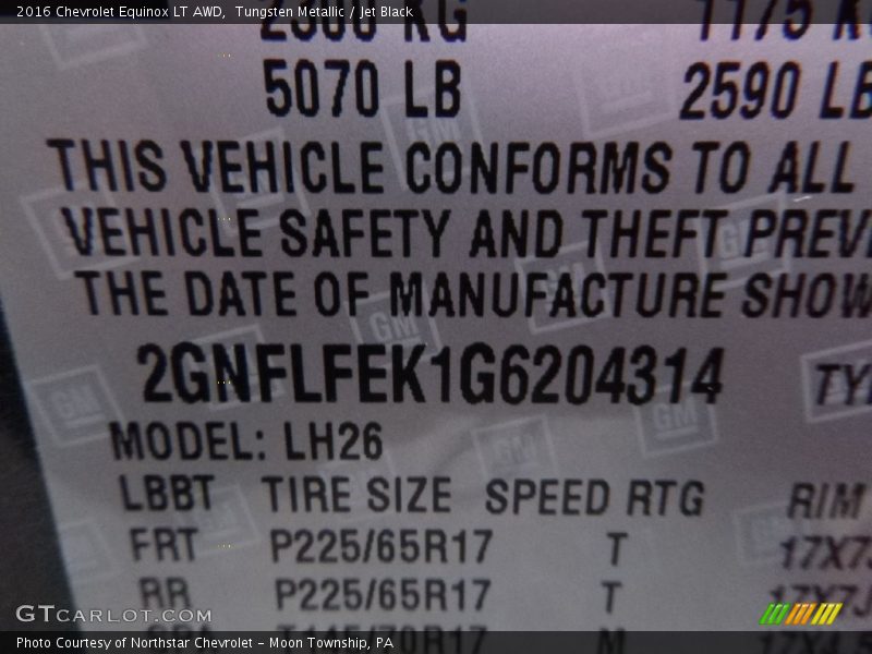 Tungsten Metallic / Jet Black 2016 Chevrolet Equinox LT AWD