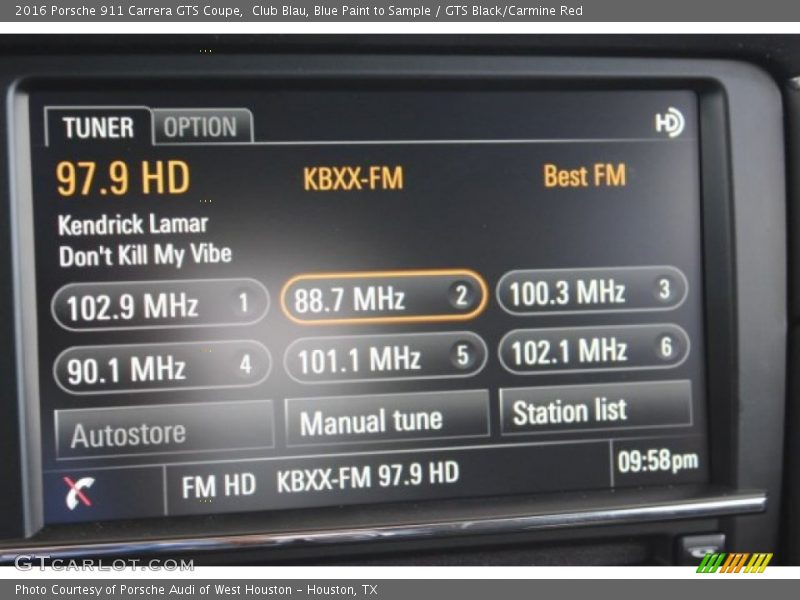 Club Blau, Blue Paint to Sample / GTS Black/Carmine Red 2016 Porsche 911 Carrera GTS Coupe