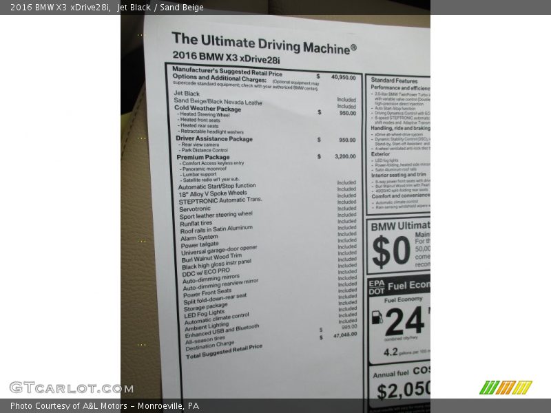 Jet Black / Sand Beige 2016 BMW X3 xDrive28i