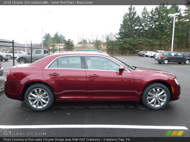 Velvet Red Pearl / Black/Linen 2016 Chrysler 300 Limited AWD