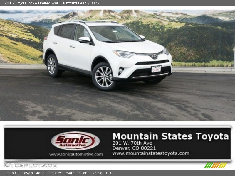 Blizzard Pearl / Black 2016 Toyota RAV4 Limited AWD