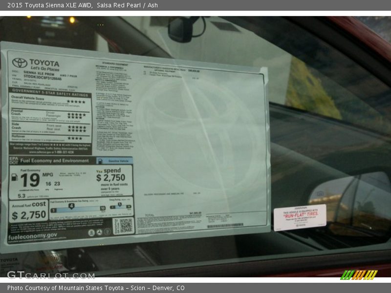 Salsa Red Pearl / Ash 2015 Toyota Sienna XLE AWD