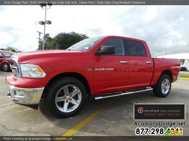 Flame Red / Dark Slate Gray/Medium Graystone 2012 Dodge Ram 1500 Outdoorsman Crew Cab 4x4