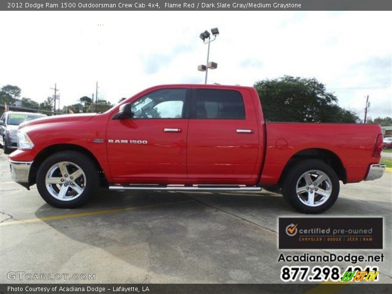 Flame Red / Dark Slate Gray/Medium Graystone 2012 Dodge Ram 1500 Outdoorsman Crew Cab 4x4