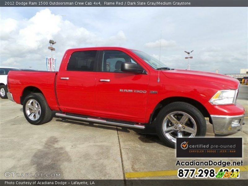 Flame Red / Dark Slate Gray/Medium Graystone 2012 Dodge Ram 1500 Outdoorsman Crew Cab 4x4