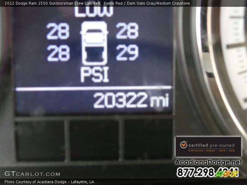 Flame Red / Dark Slate Gray/Medium Graystone 2012 Dodge Ram 1500 Outdoorsman Crew Cab 4x4