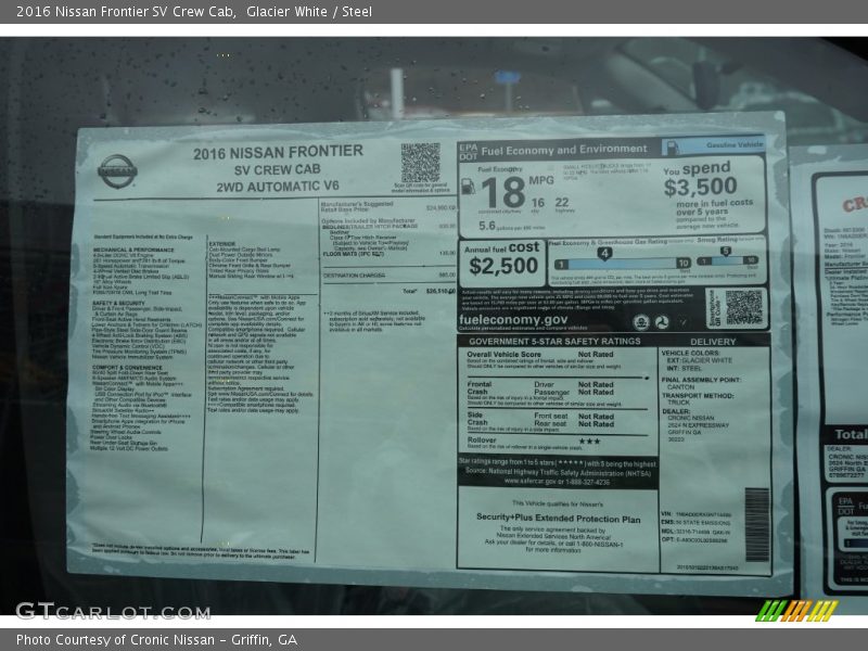 Glacier White / Steel 2016 Nissan Frontier SV Crew Cab