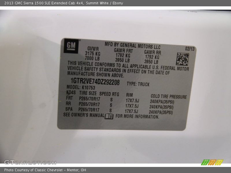 Summit White / Ebony 2013 GMC Sierra 1500 SLE Extended Cab 4x4