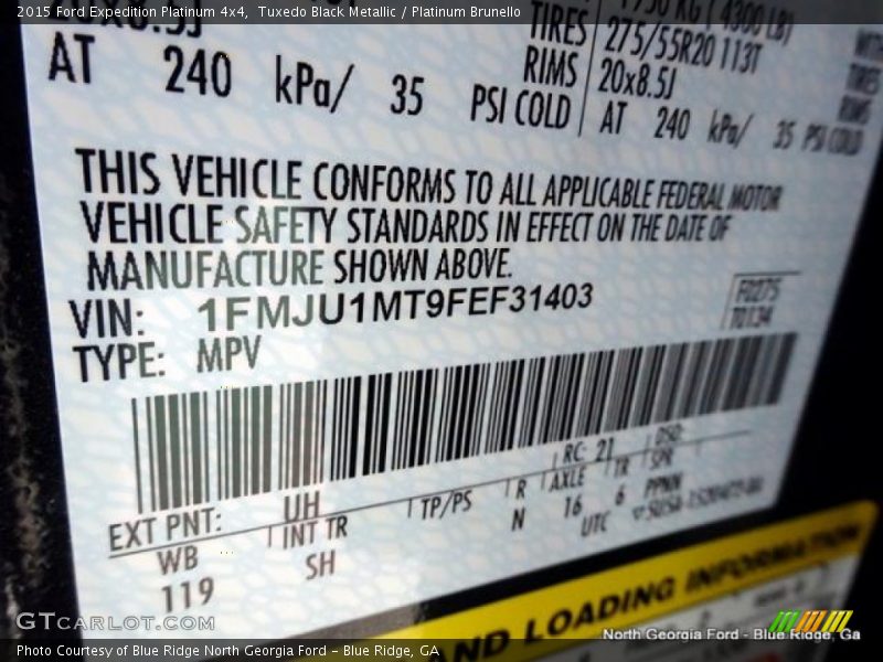 Tuxedo Black Metallic / Platinum Brunello 2015 Ford Expedition Platinum 4x4