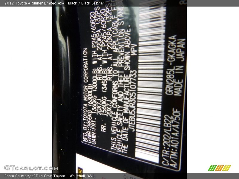 Black / Black Leather 2012 Toyota 4Runner Limited 4x4