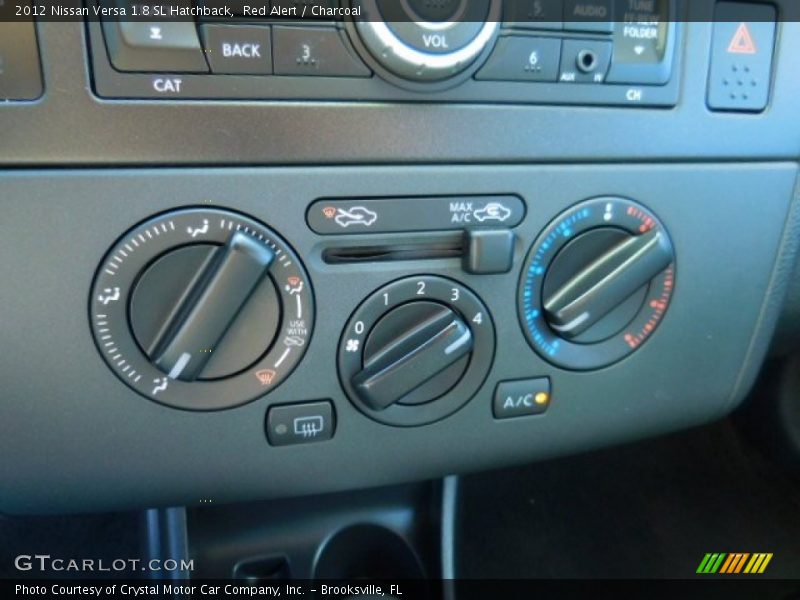 Red Alert / Charcoal 2012 Nissan Versa 1.8 SL Hatchback