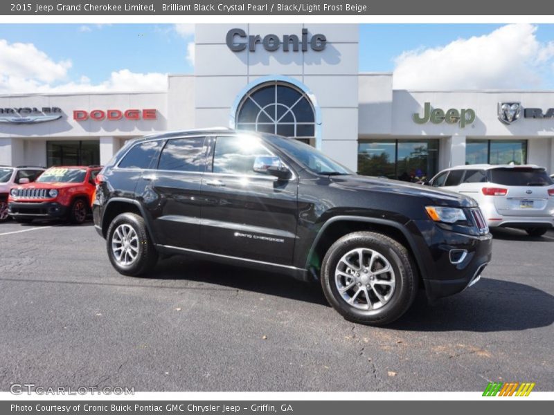 Brilliant Black Crystal Pearl / Black/Light Frost Beige 2015 Jeep Grand Cherokee Limited