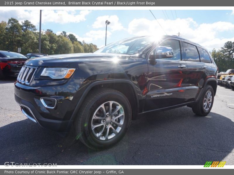 Brilliant Black Crystal Pearl / Black/Light Frost Beige 2015 Jeep Grand Cherokee Limited