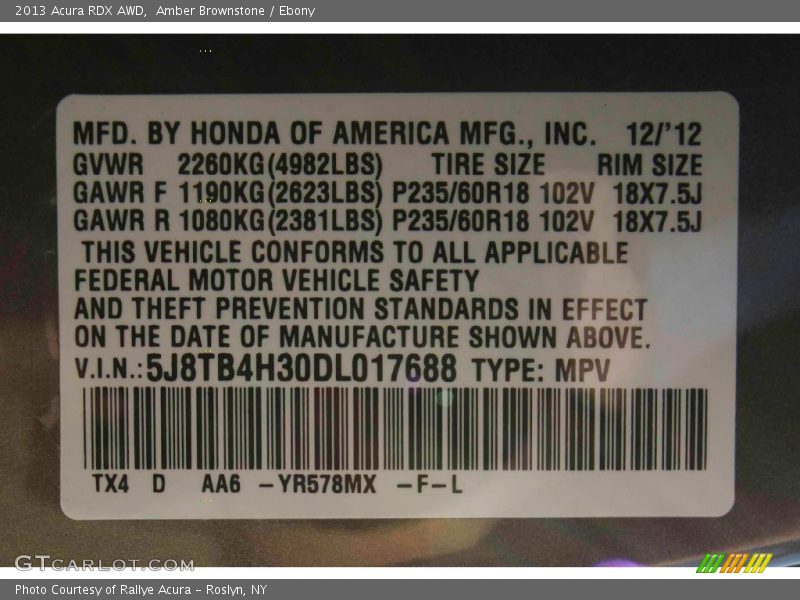Amber Brownstone / Ebony 2013 Acura RDX AWD