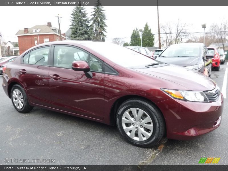 Crimson Pearl / Beige 2012 Honda Civic LX Sedan