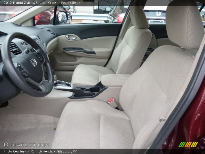 Crimson Pearl / Beige 2012 Honda Civic LX Sedan