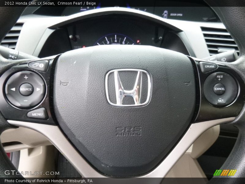 Crimson Pearl / Beige 2012 Honda Civic LX Sedan