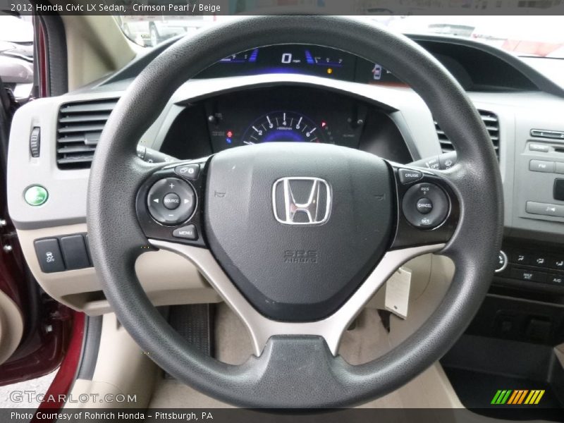 Crimson Pearl / Beige 2012 Honda Civic LX Sedan