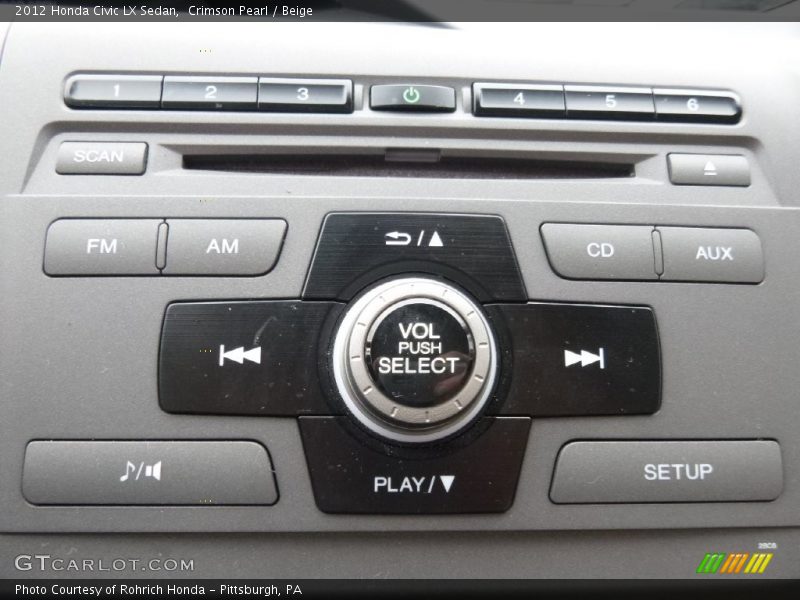 Crimson Pearl / Beige 2012 Honda Civic LX Sedan