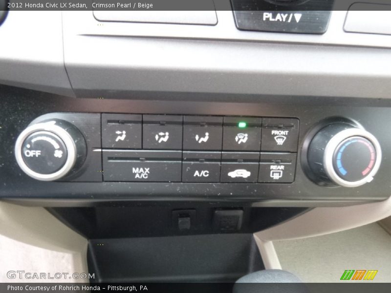 Crimson Pearl / Beige 2012 Honda Civic LX Sedan