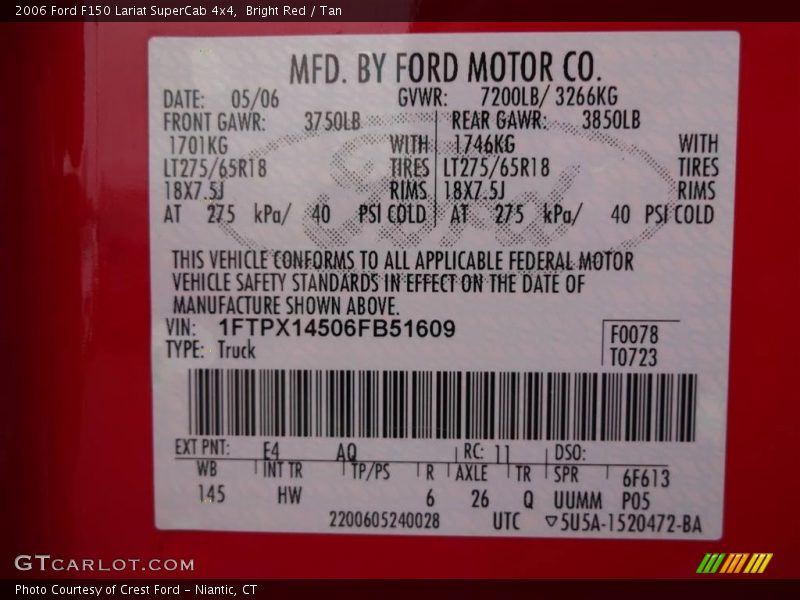 Bright Red / Tan 2006 Ford F150 Lariat SuperCab 4x4