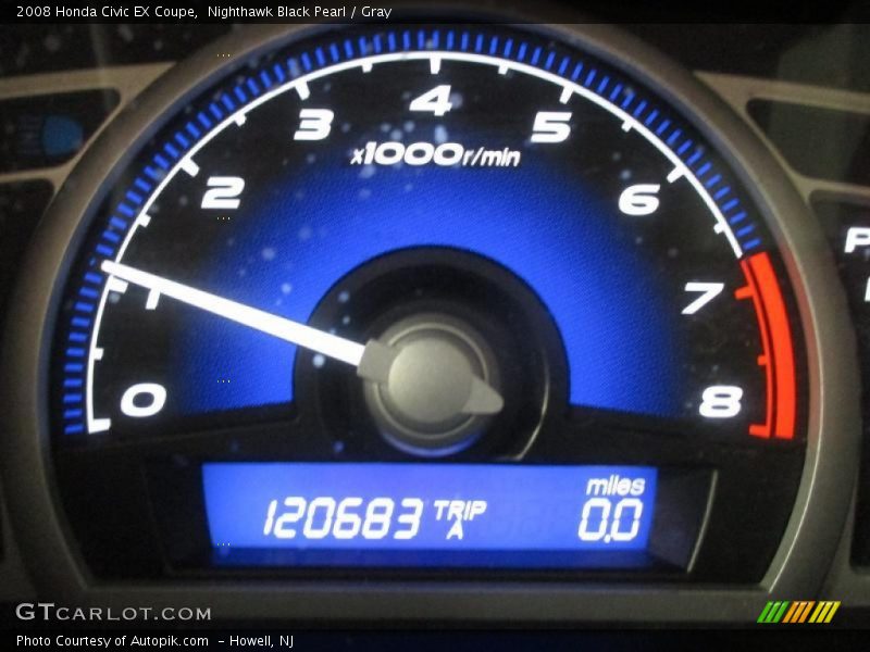 Nighthawk Black Pearl / Gray 2008 Honda Civic EX Coupe
