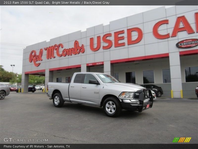 Bright Silver Metallic / Black/Diesel Gray 2013 Ram 1500 SLT Quad Cab