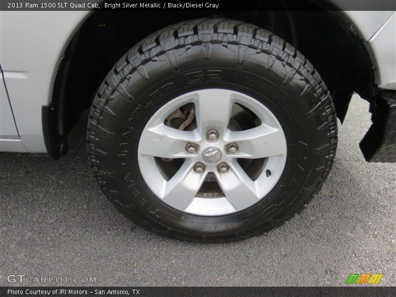 Bright Silver Metallic / Black/Diesel Gray 2013 Ram 1500 SLT Quad Cab