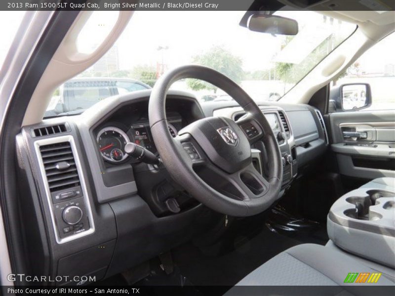 Bright Silver Metallic / Black/Diesel Gray 2013 Ram 1500 SLT Quad Cab