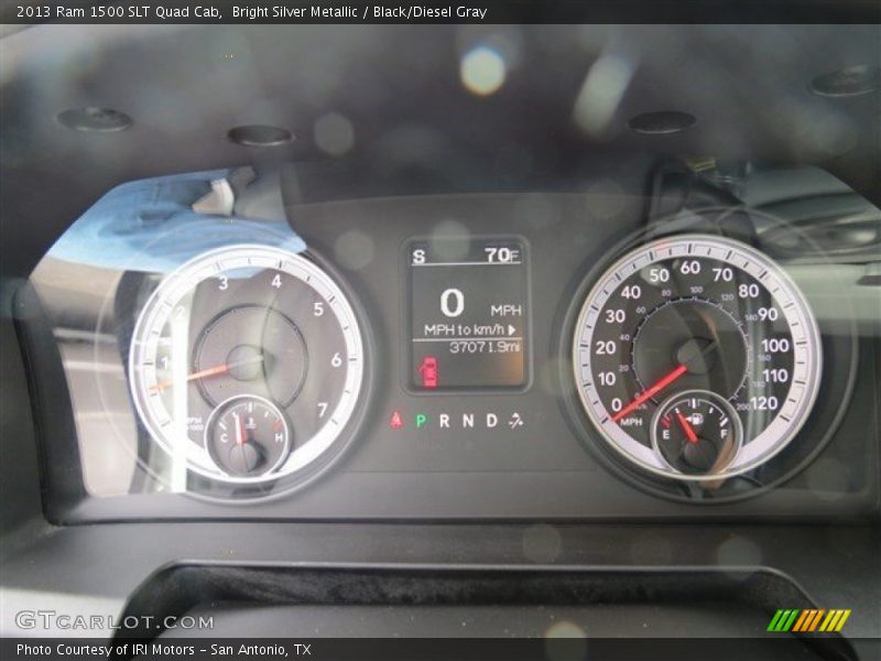 Bright Silver Metallic / Black/Diesel Gray 2013 Ram 1500 SLT Quad Cab