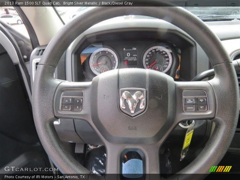 Bright Silver Metallic / Black/Diesel Gray 2013 Ram 1500 SLT Quad Cab