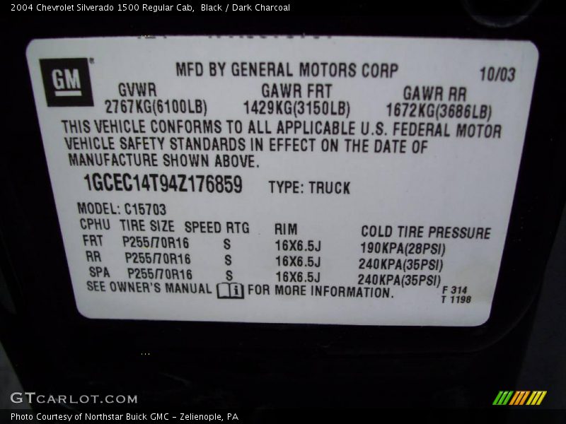 Black / Dark Charcoal 2004 Chevrolet Silverado 1500 Regular Cab
