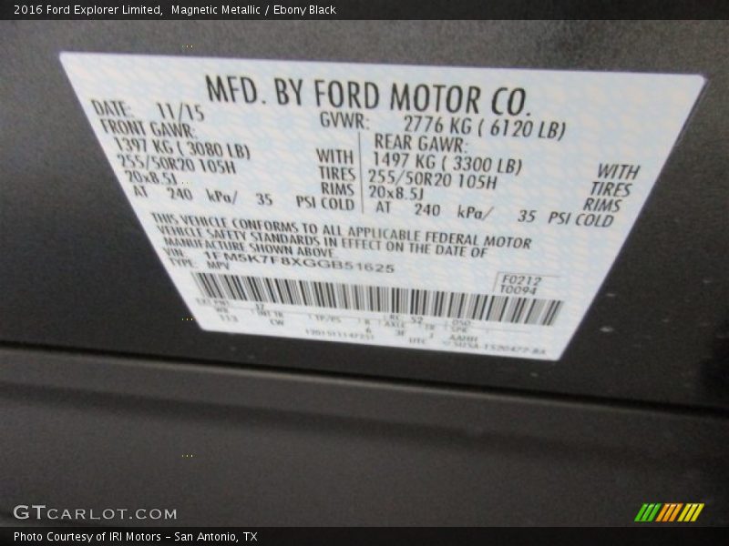 Magnetic Metallic / Ebony Black 2016 Ford Explorer Limited
