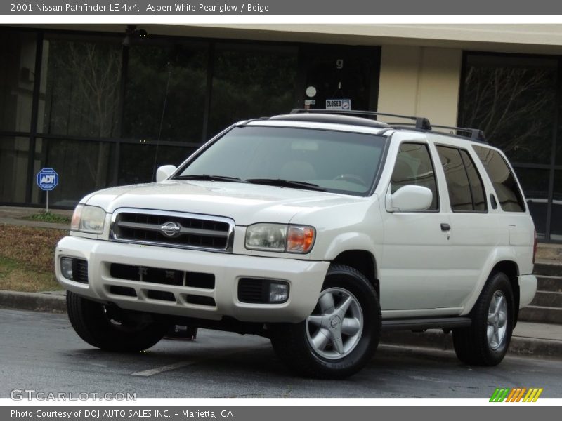 Aspen White Pearlglow / Beige 2001 Nissan Pathfinder LE 4x4