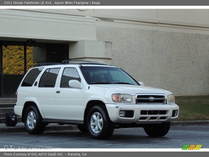 Aspen White Pearlglow / Beige 2001 Nissan Pathfinder LE 4x4