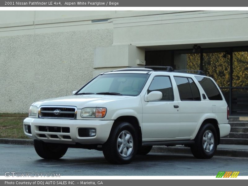 Aspen White Pearlglow / Beige 2001 Nissan Pathfinder LE 4x4