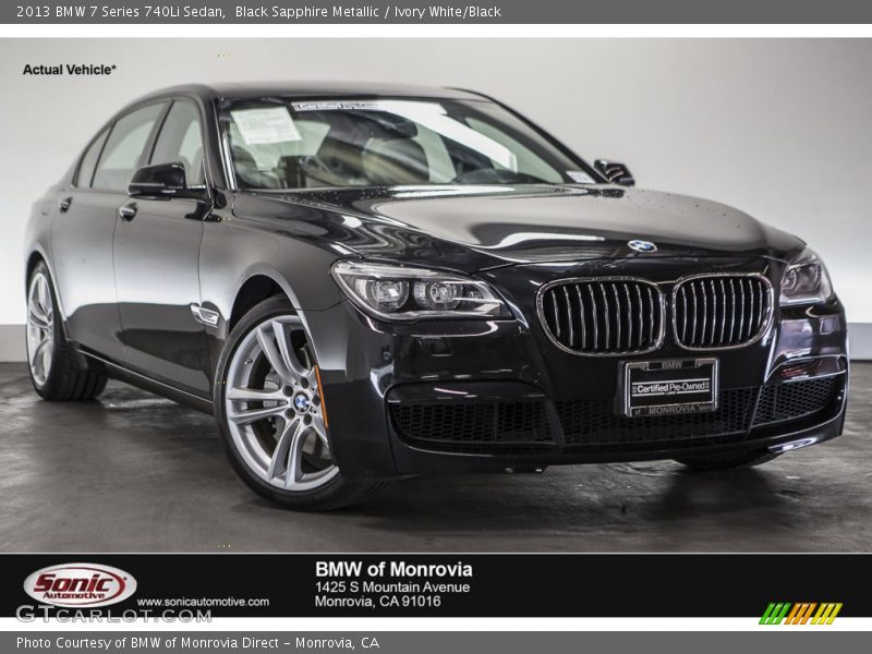 Black Sapphire Metallic / Ivory White/Black 2013 BMW 7 Series 740Li Sedan
