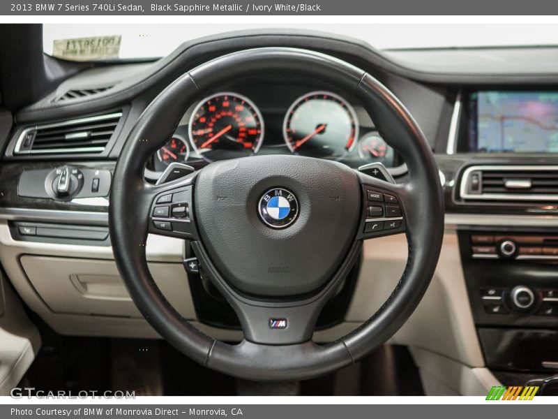 Black Sapphire Metallic / Ivory White/Black 2013 BMW 7 Series 740Li Sedan