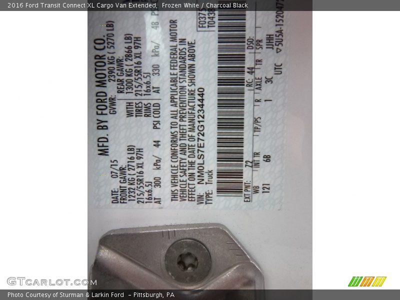 Frozen White / Charcoal Black 2016 Ford Transit Connect XL Cargo Van Extended