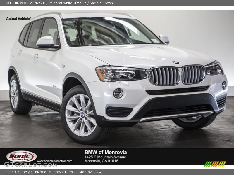 Mineral White Metallic / Saddle Brown 2016 BMW X3 xDrive28i
