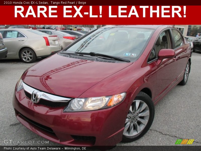 Tango Red Pearl / Beige 2010 Honda Civic EX-L Sedan