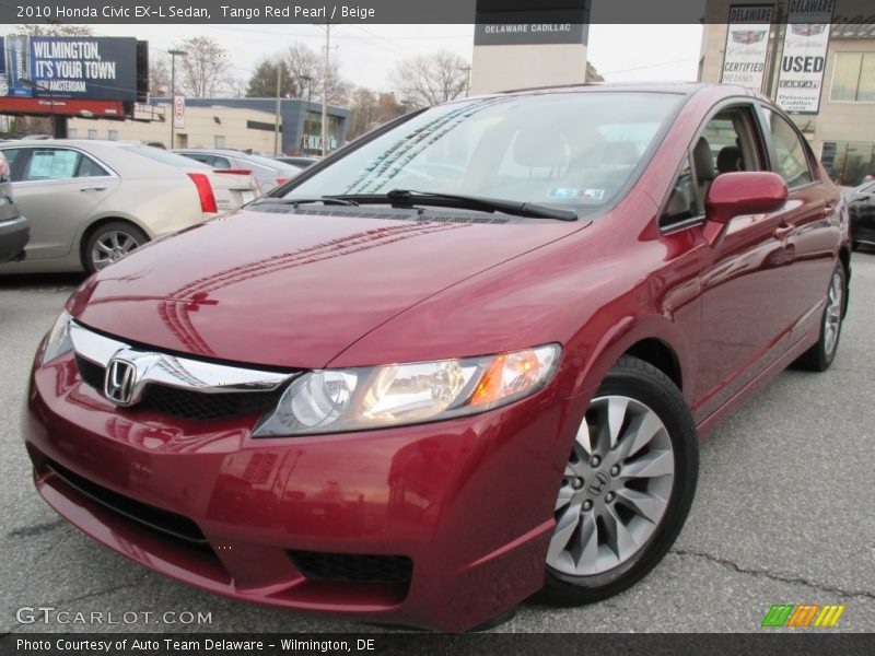 Tango Red Pearl / Beige 2010 Honda Civic EX-L Sedan