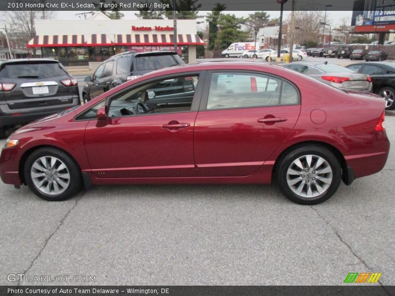 Tango Red Pearl / Beige 2010 Honda Civic EX-L Sedan