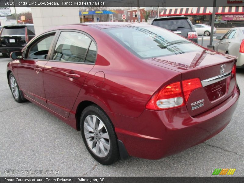 Tango Red Pearl / Beige 2010 Honda Civic EX-L Sedan