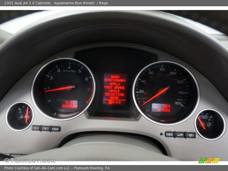 Aquamarine Blue Metallic / Beige 2003 Audi A4 3.0 Cabriolet