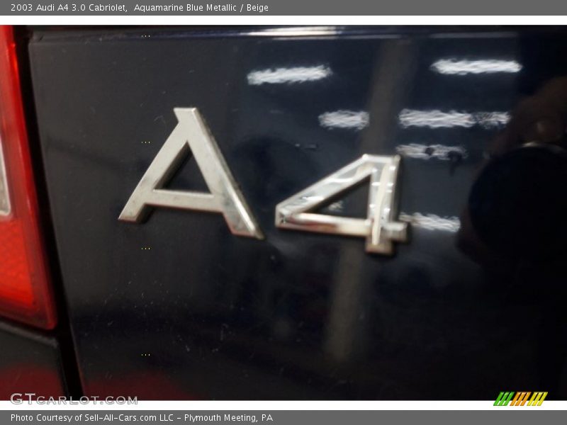 Aquamarine Blue Metallic / Beige 2003 Audi A4 3.0 Cabriolet