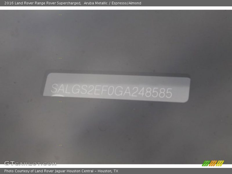 Aruba Metallic / Espresso/Almond 2016 Land Rover Range Rover Supercharged