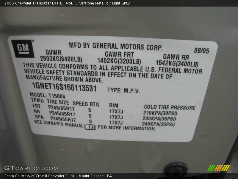 Silverstone Metallic / Light Gray 2006 Chevrolet TrailBlazer EXT LT 4x4