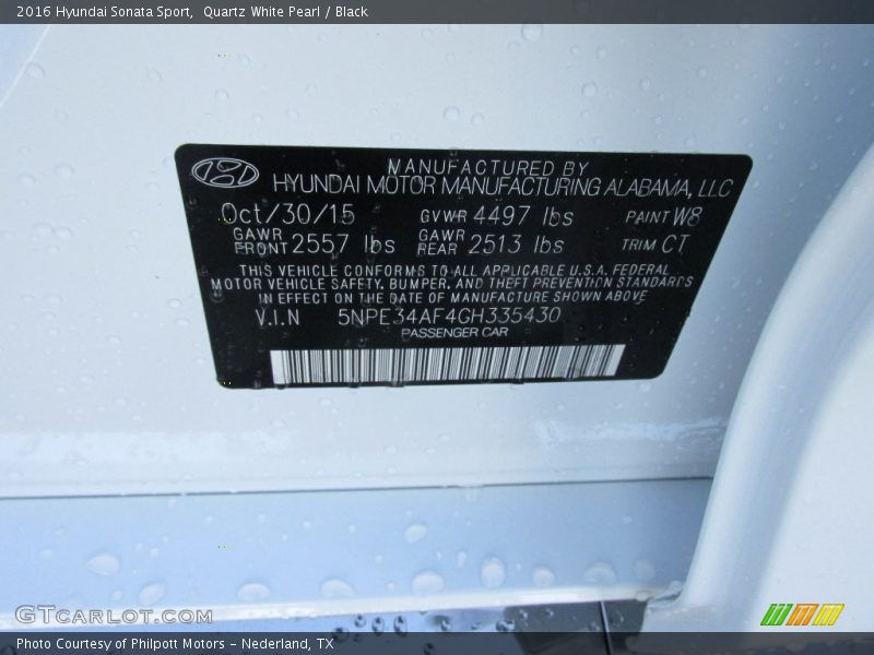 Quartz White Pearl / Black 2016 Hyundai Sonata Sport