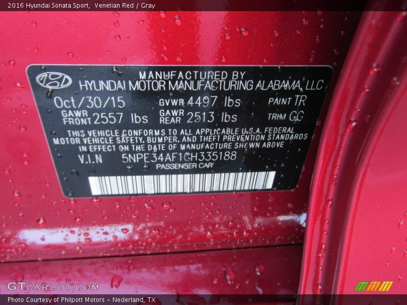 Venetian Red / Gray 2016 Hyundai Sonata Sport